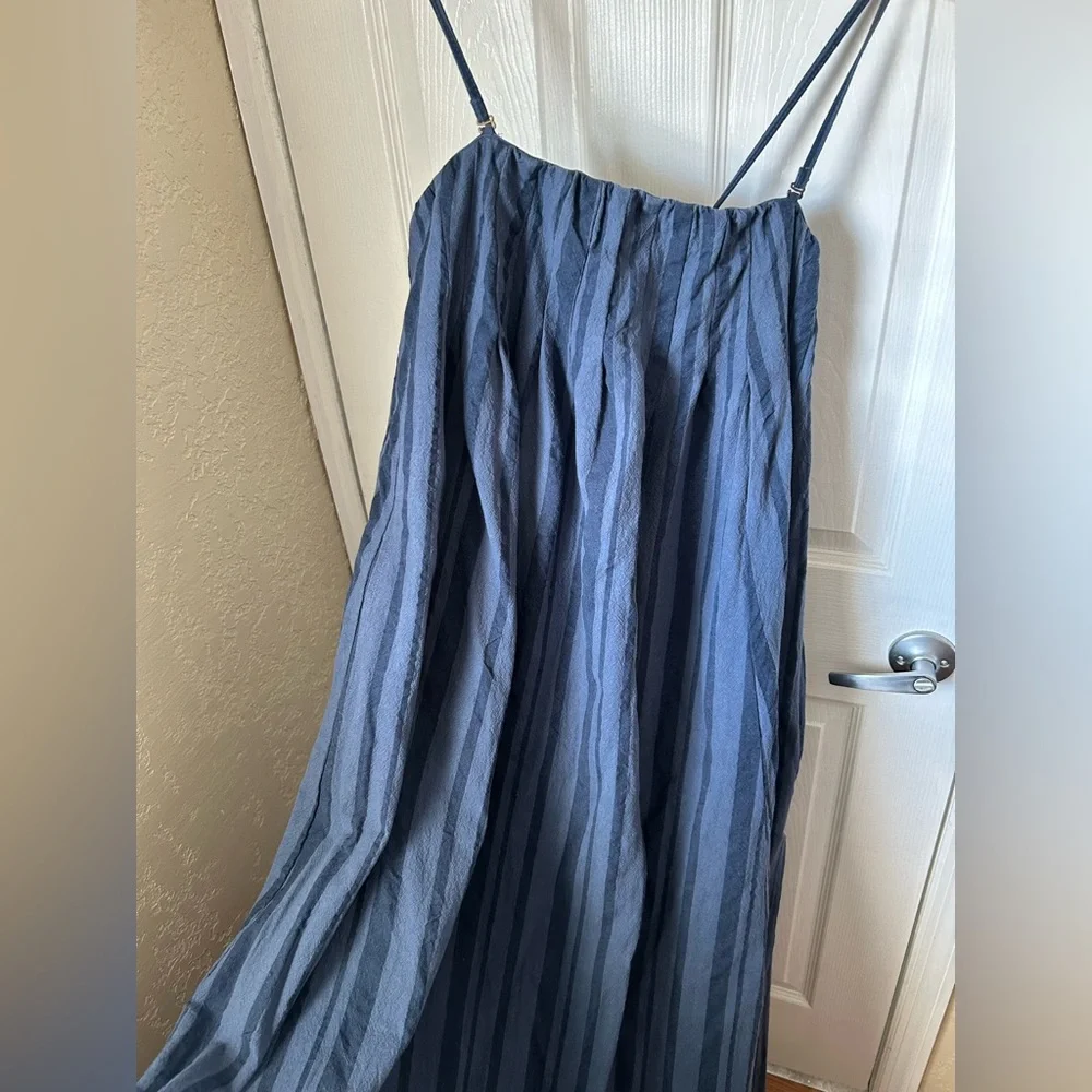 NWT Free People All for Sun Blue Striped Cotton Maxi Dress Small - Picture 5 of 13
